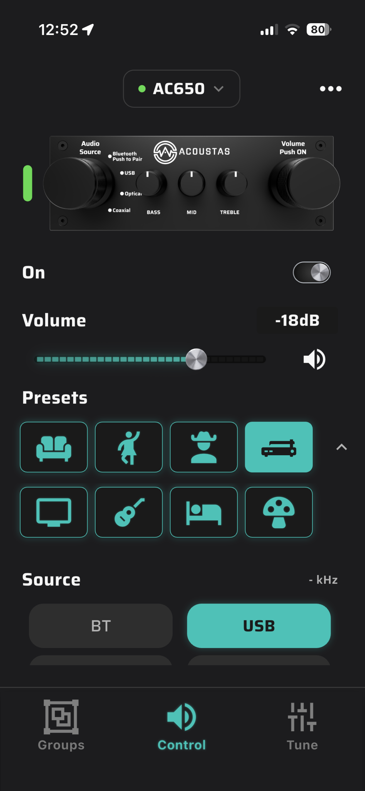 Eight tunings. One tap.