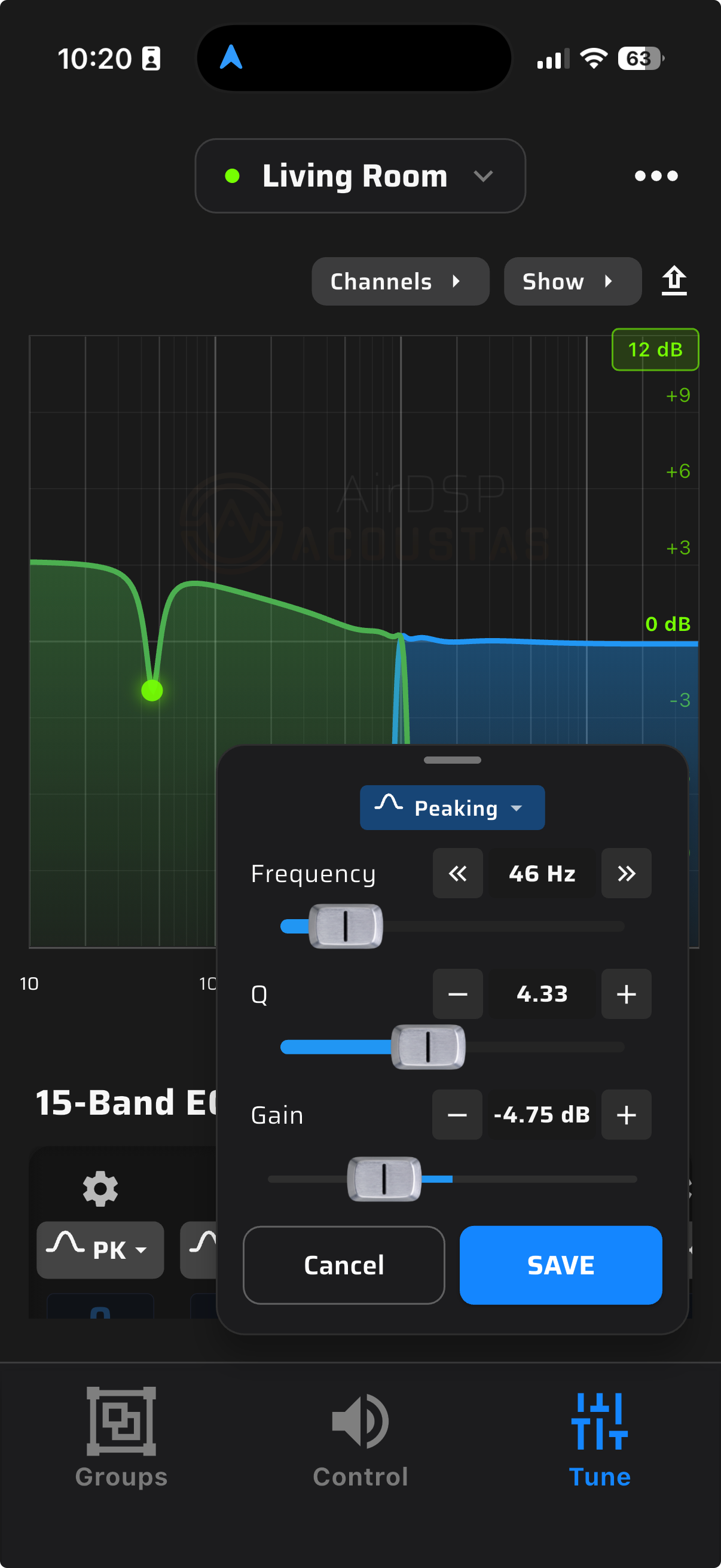 Touch the graph.