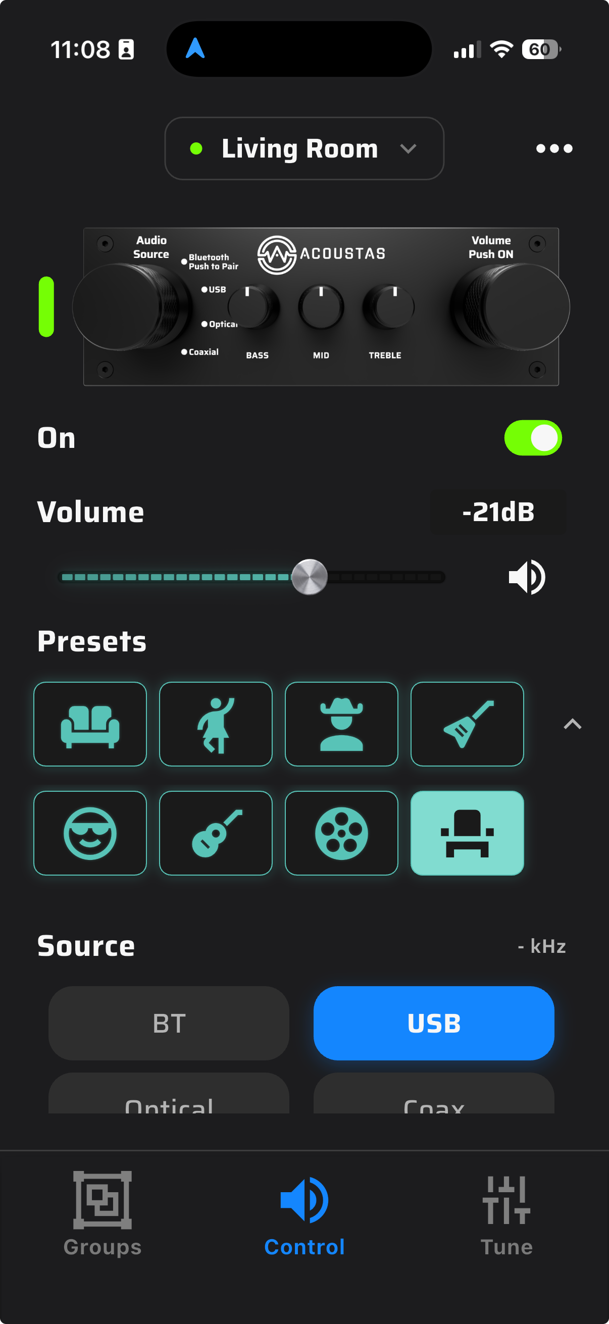 Eight tunings. One tap.